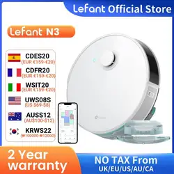 Lefant-N3 Robot Vacuum e Mop Combo, Mapeamento de Precisão, Sensores Lidar e Magnéticos, Max 4000Pa Sucção, Detecti