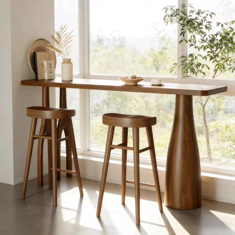 

Коммерческий комплект из массива дерева: высокий узкий стол и стулья для бара, кафе, дома, использования у окна или пристенного крепления