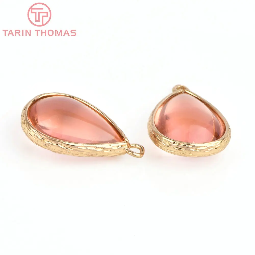 (4122)10PCS 22x14MM 24K Champagner Gold Farbe Messing und Glas Tear Drop Form Charms Anhänger Diy schmuck Erkenntnisse Zubehör – Detail 4