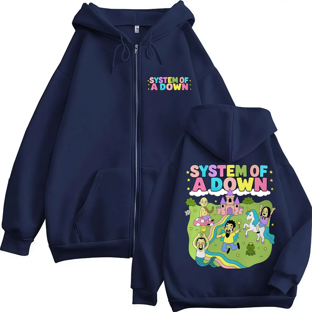 Rock Band System of A Down Graphic Zipper Hoodie Men Women Fashion Hip Hop Sweatshirt Fleece Oversized Cartoon Coats Streetwear