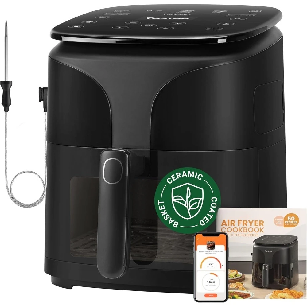 

Аэрофритюрница, компактные аэрофритюрницы 8 в 1, 5,5QT, 450 г. ° F Цифровой дегидратор Airfryer с интеллектуальным зондом, 24 предустановки приготовлении пищи в одно касание