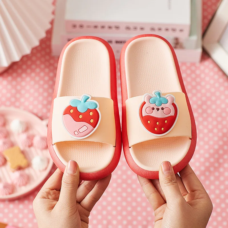 Children's slippers Men and women's cartoon cute strawberry home anti-skid slippers house slippers Personalized deodorization