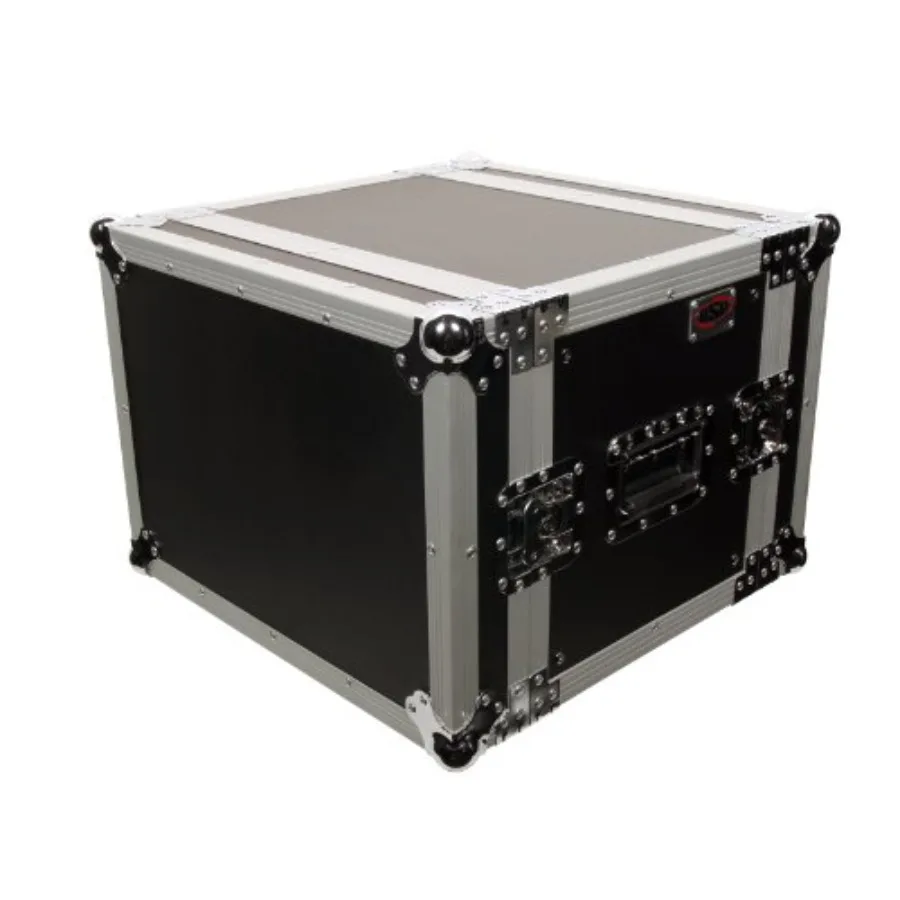 8-Space Effects Rack ATA Road Case 14 هيكل صلب متين أسود عميق مع مقابض متينة وزوايا معززة للأداء المباشر
