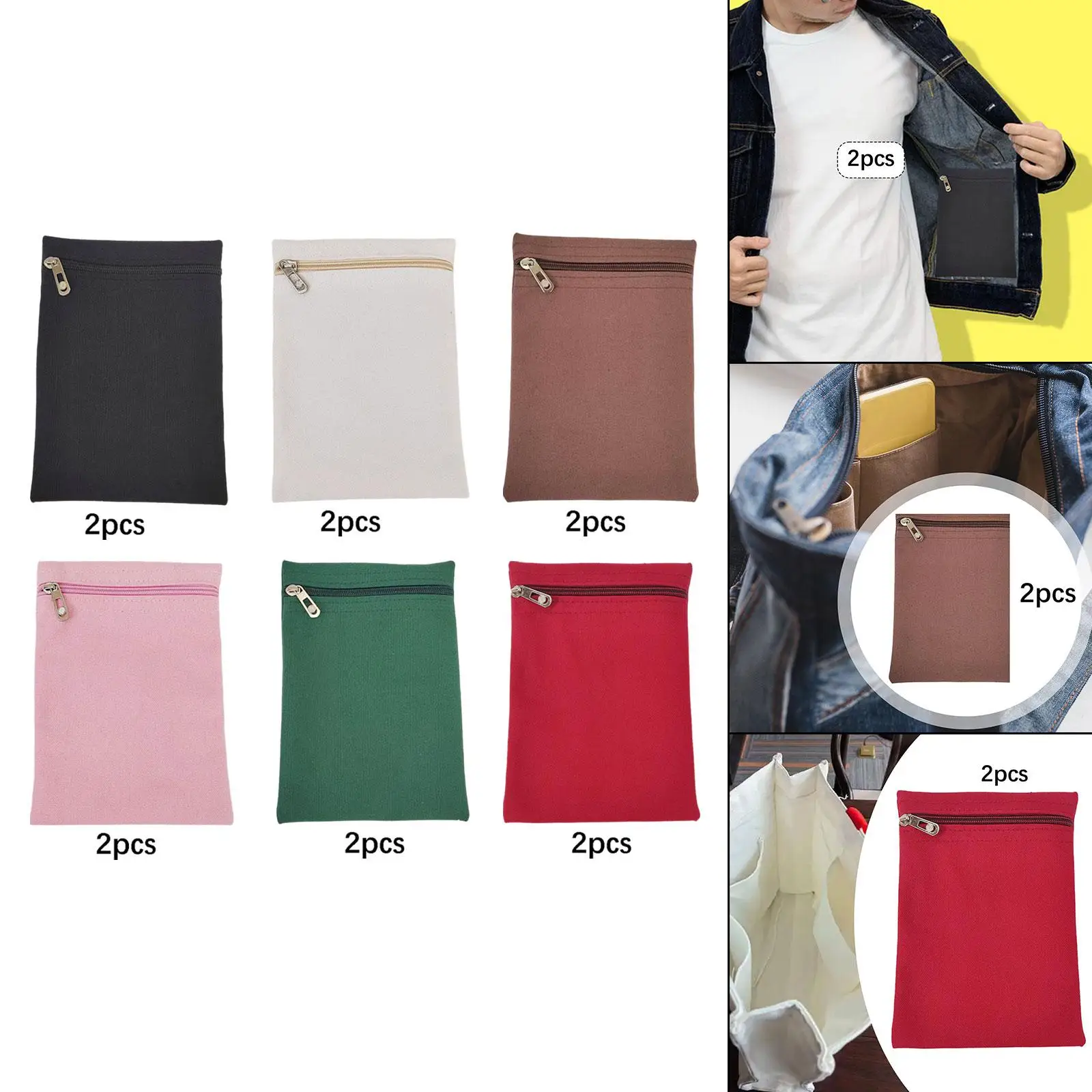 

Hidden Zipper Coats Pocket Easy Install Sew on Canvas Organizer for Sweatshirts DIY Upgrade