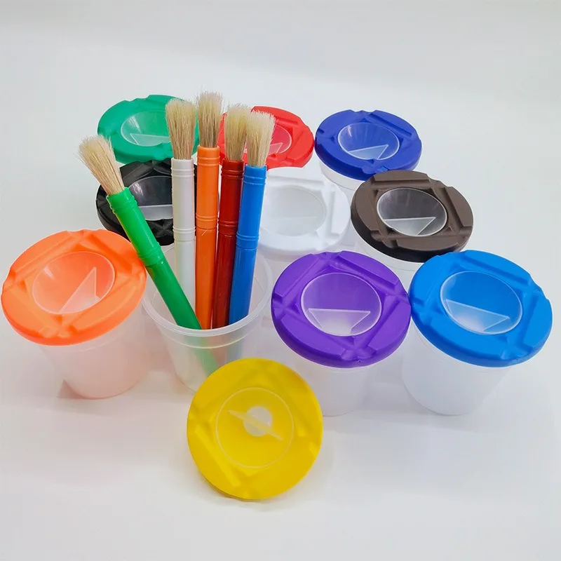 Ensemble de pinceaux en plastique anti-chute pour enfants, stylo de lavage, tasse, peinture à l'huile pour débutants, graffiti, palette, livres, fournitures d'art, 10 couleurs