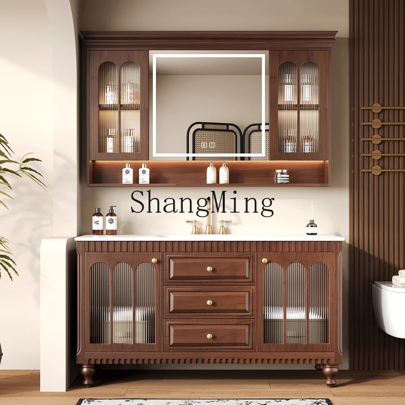 

DHY retro oak floor-to-ceiling bathroom cabinet combination bathroom washstand hand washing