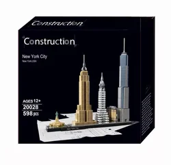 Ensemble de blocs de construction d'architecture de la ville de New York pour enfants, tour, bâtiment, briques, vue sur la rue de la ville, assemblage, jouets, cadeaux