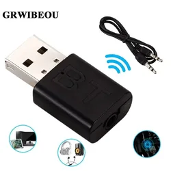 USB 5.0 wireless bluetooth audio transmitter receiver 2 in 1 adapter with 3.5 mm cable, suitable for car TV headset speakers