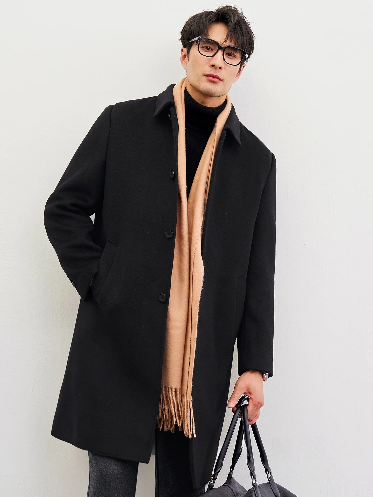 

High-End Commuter Adstrative Woolen Coat Detachable down Inner Winter Single Button Mid-Length Men's Coat