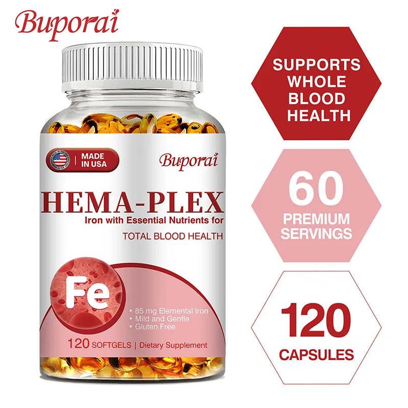 Hema-Plex Iron - with 85 Mg Chelated Iron + Vitamin C & Bioflavonoids - Promotes Red Blood Cell Health, Immune Support