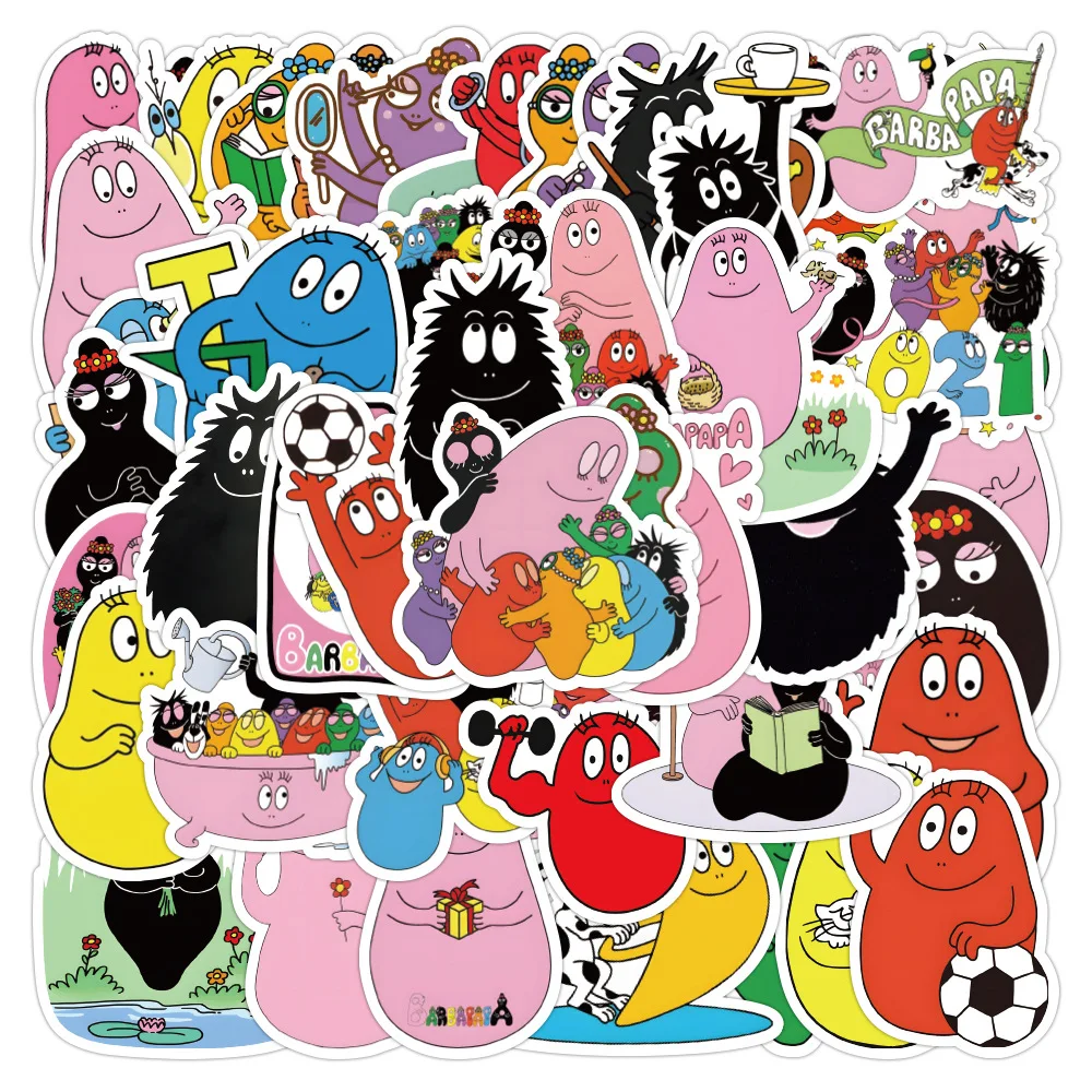 10/30/52PCS Cartoon Les Barbapapa Sticker DIY Decoration PVC Waterproof Skateboard Notebook Graffiti Toy