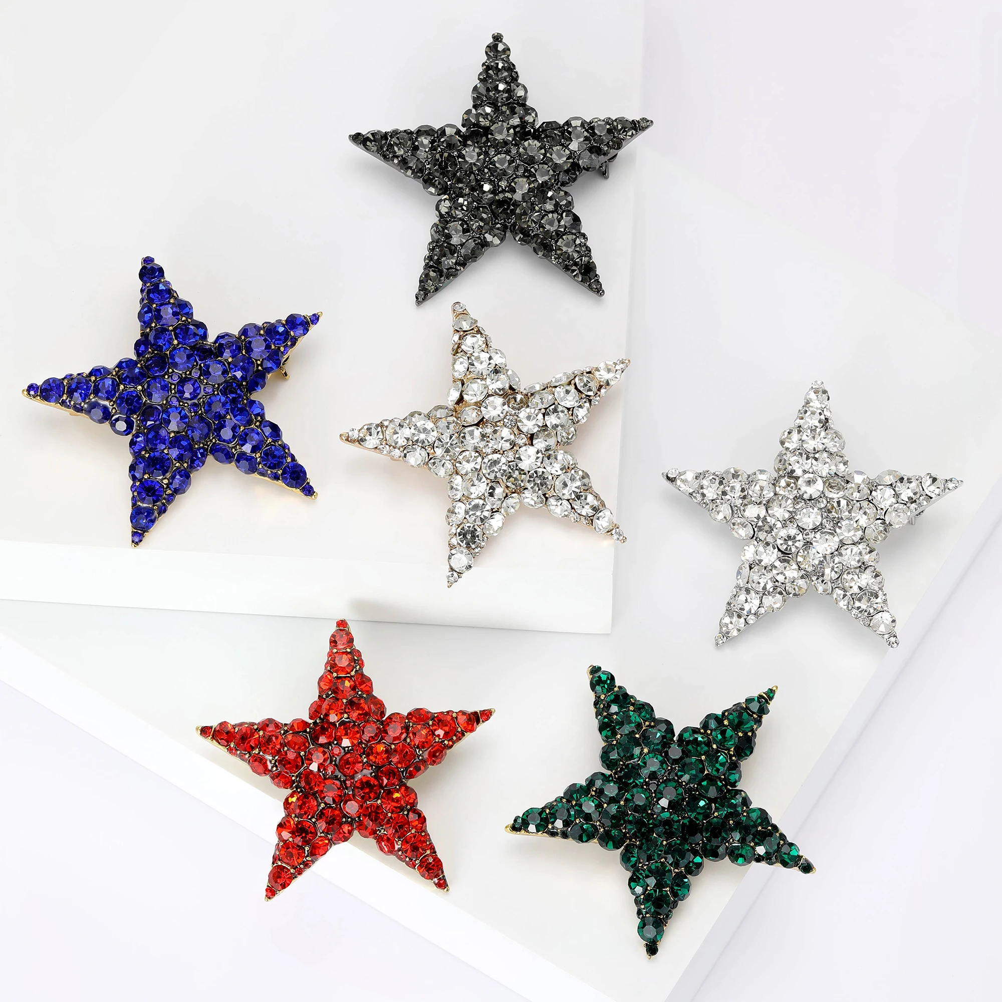 Alfileres de estrella fugaz con borlas para mujer, broches de estrella con diamantes de imitación Unisex, regalos para amigos y fiestas de oficina,