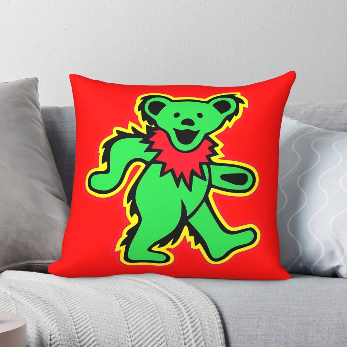 Grateful Dead Dancing Bear Rasta Pillowcase Polyester Linen Velvet Creative Zip Decorative Throw Pillow Case Home Cushion Case