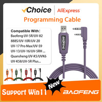 Walkie Talkie Programming Cable PL2303 Chip USB Baofeng Support Window 11 for UV17 Pro GPS UV-18 Driver Free Radios Accessories