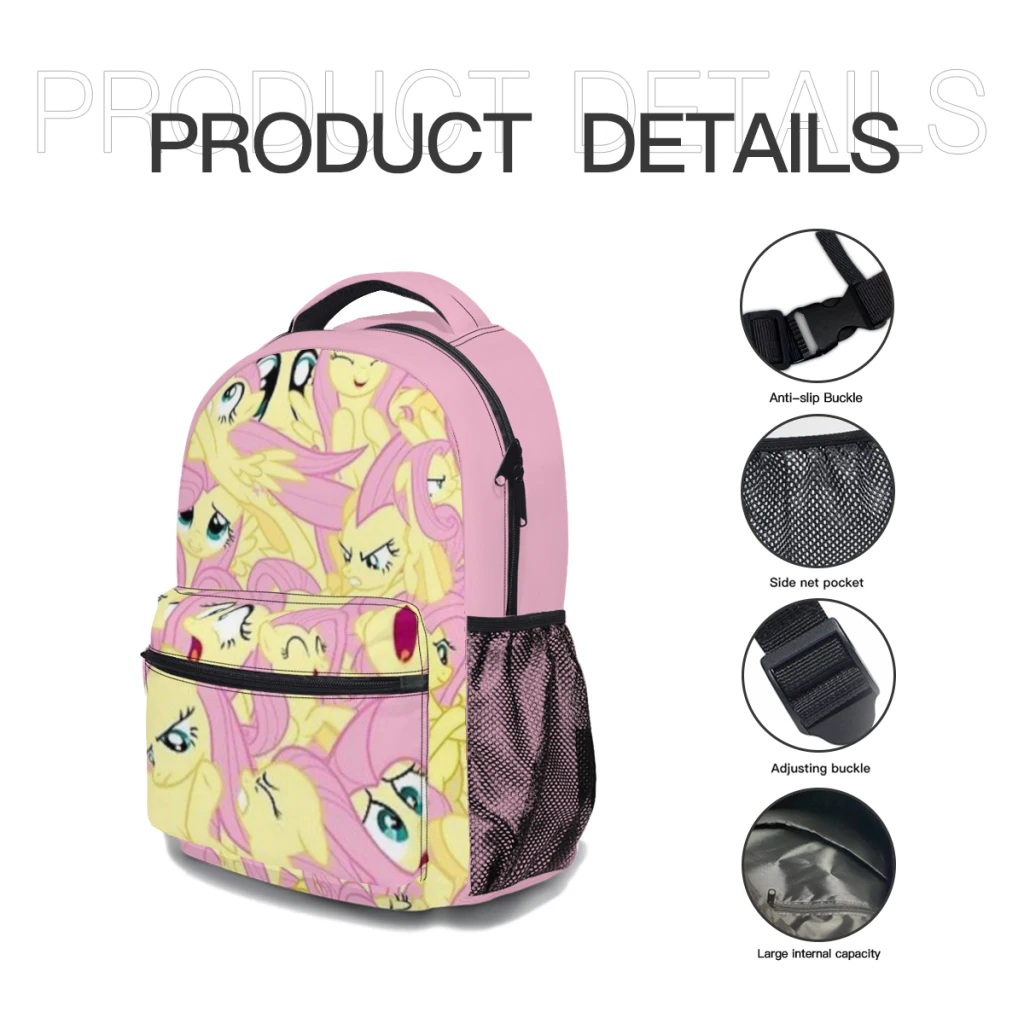 Fluttershy Mess New Female Fashion kids zaino da College impermeabile ad alta capacità Trendy Girls Laptop School Bags 17 pollici Muslimate Muslimate