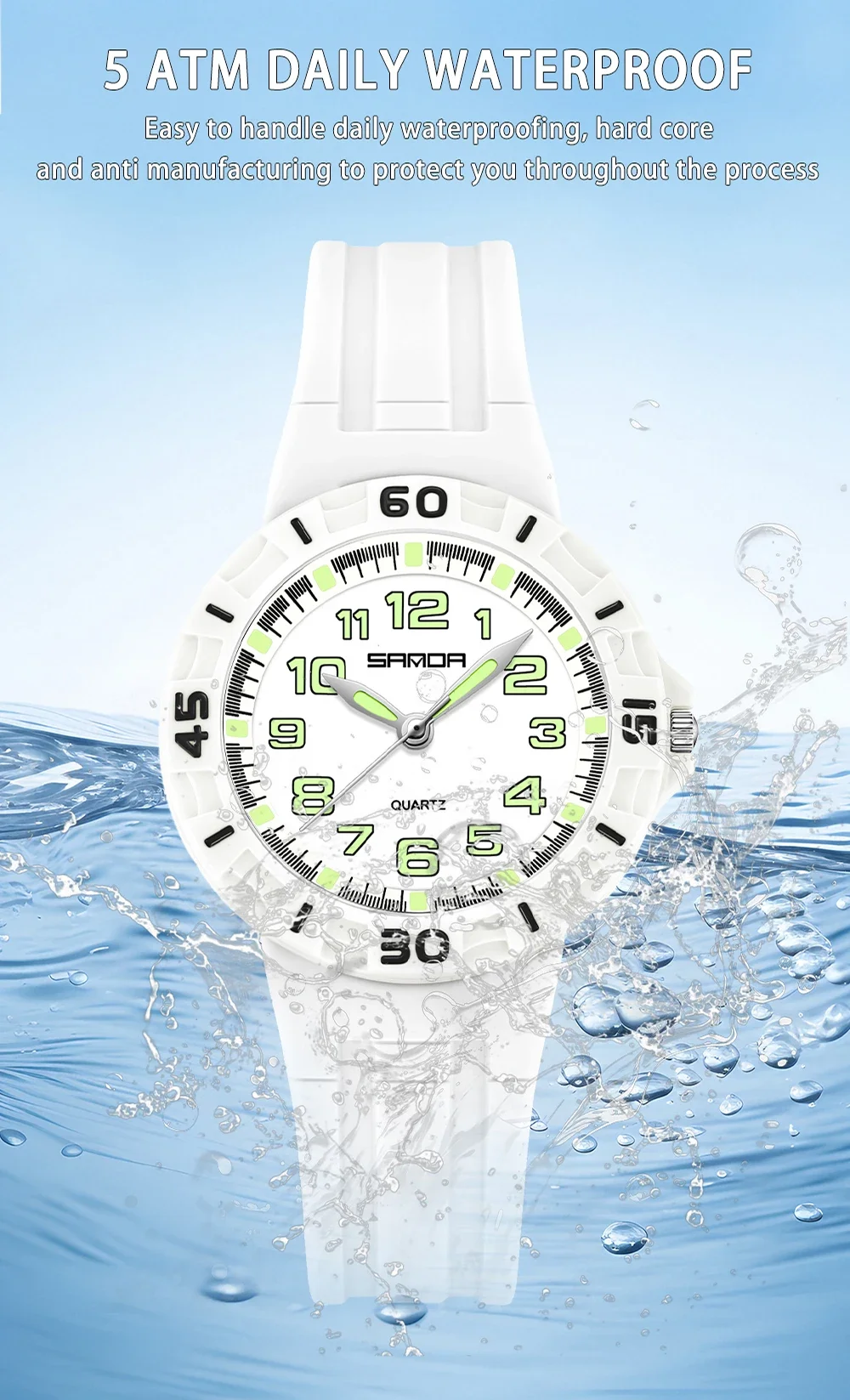 SANDA 6386 Student Quartz Watch 50m Waterproof Luminous Durable Sports Watch for Men and Women Simple and Elegant