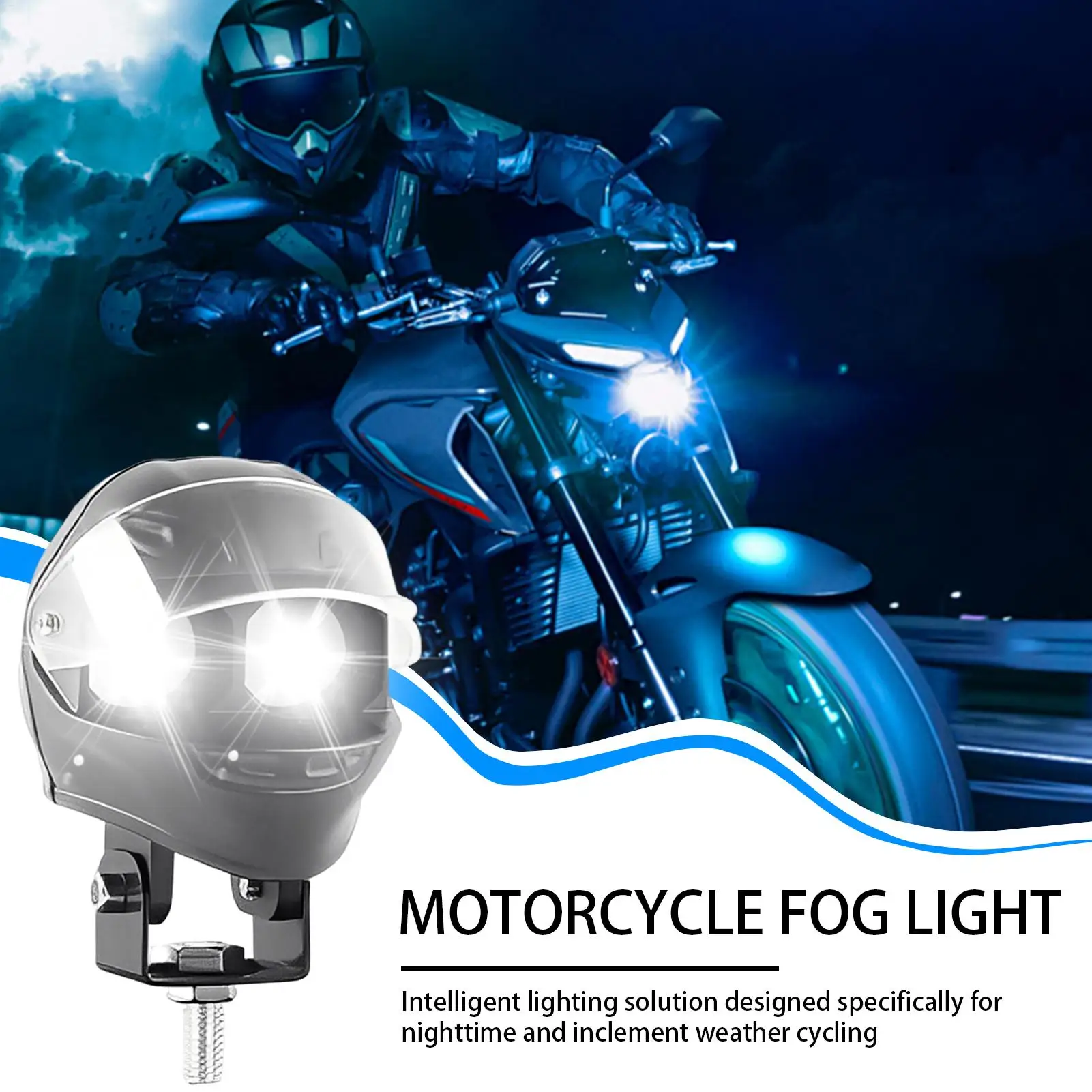 Motorcycle LED Lights Waterproof Outdoor Spotlight Helmet Shape Double Color Flash Motorcycle Work Light For Road Touring