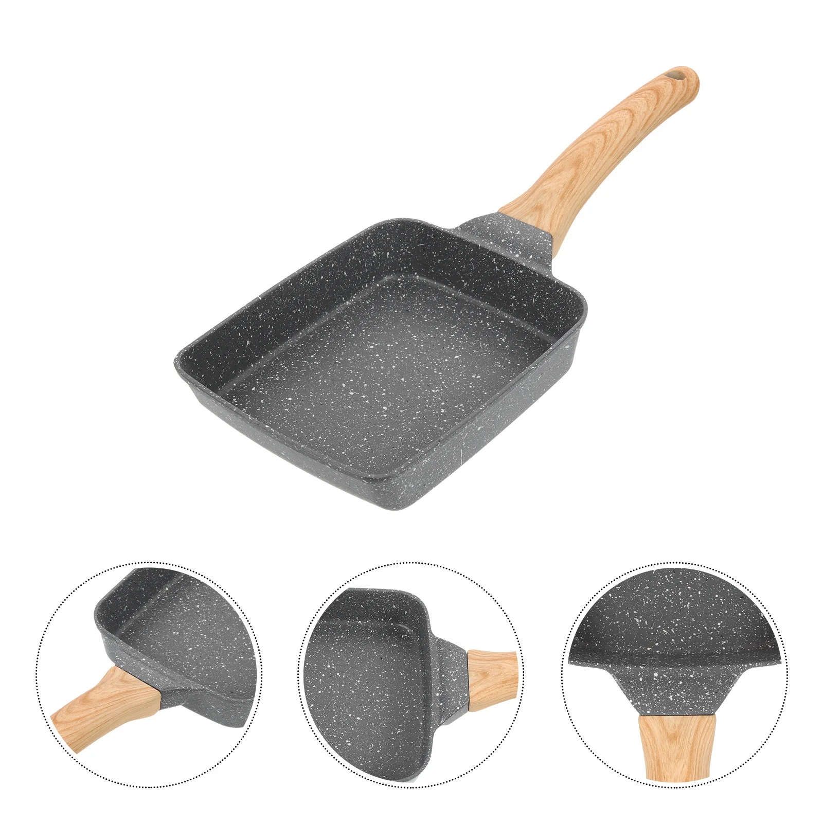 

Non-Stick Frying Pan 28Cm Aluminum Wood Handle Lightweight Skillet For Steak Breakfast Outdoor Cooking Multifunctional Pan