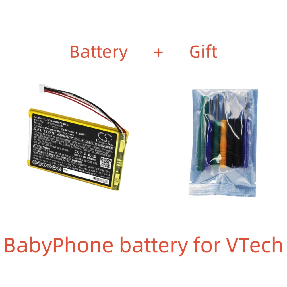 

High Capacity 2500mAh Li-Polymer Battery for VTech Baby Monitor RM7764-2HD, RM7764HD - 3.7V Replacement