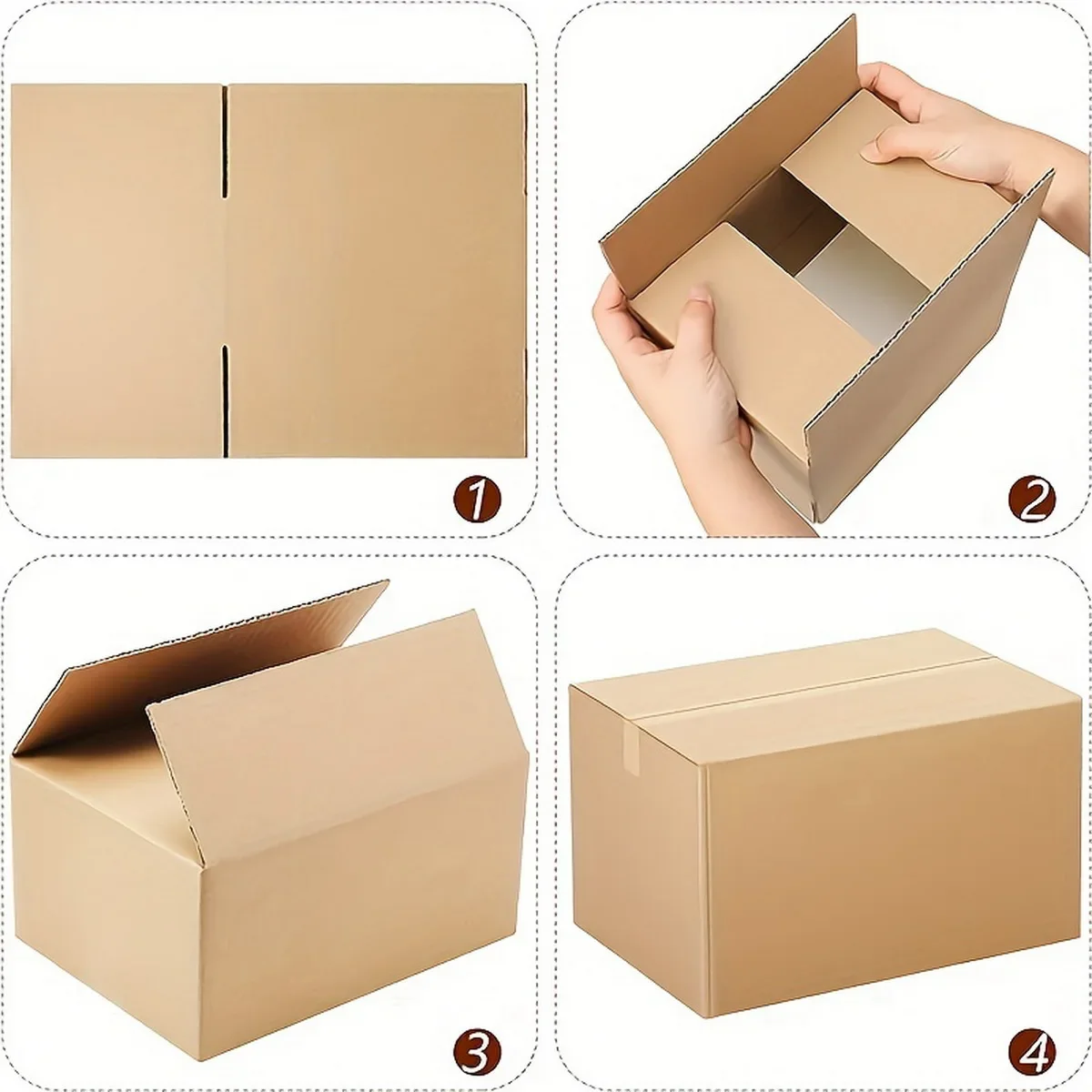 Caja de correo de cartón corrugado marrón con tapas, cajas de envío de correo de artículos pequeños, 5,7x3,3x4,1 pulgadas, pared única, 32 libras/pulgadas cuadradas