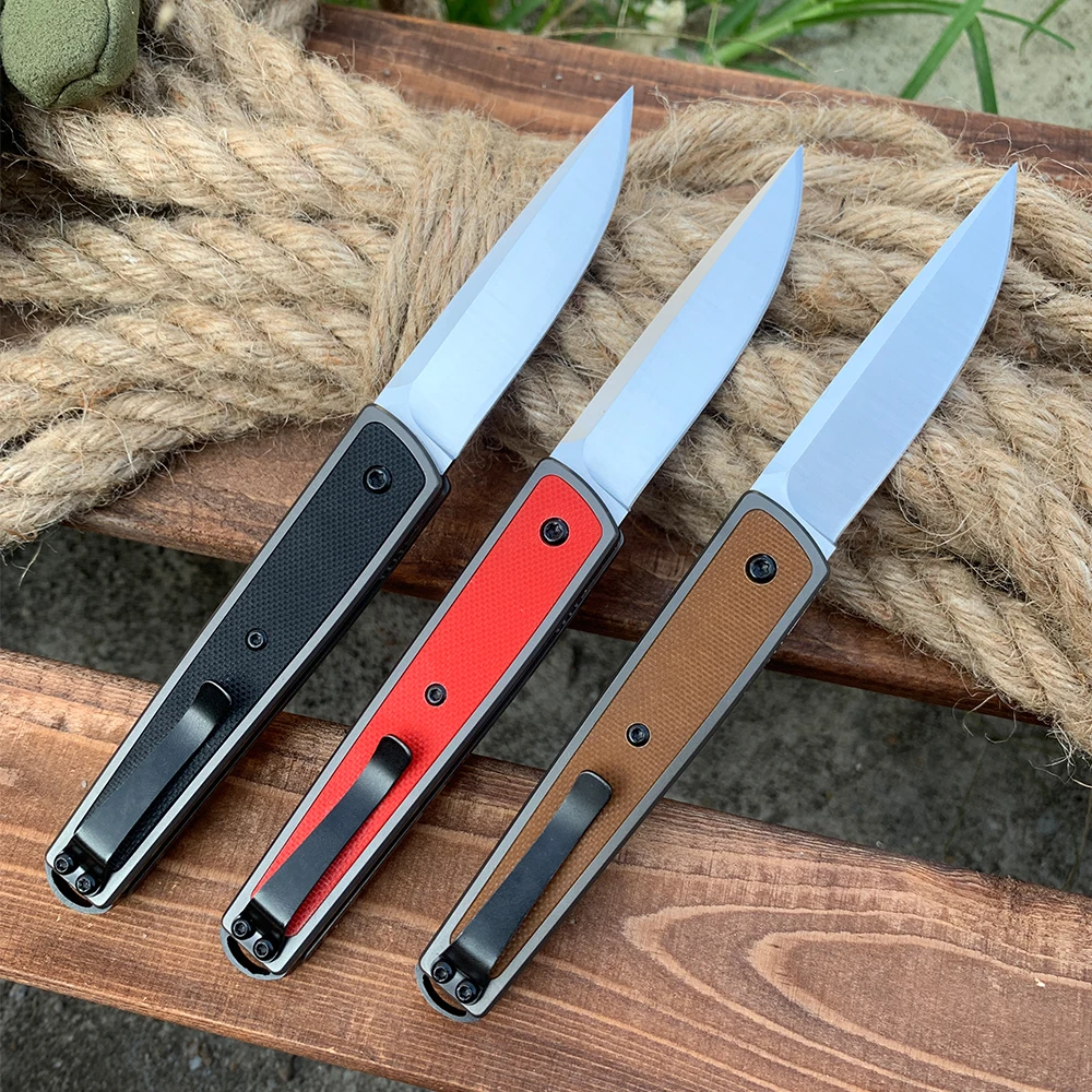 New Folding Pocket Knife 7190 Outdoor Camping Small Knives 8Cr13Mov Blade G10 Handle EDC Self defense Survival Knifes Hand Tools