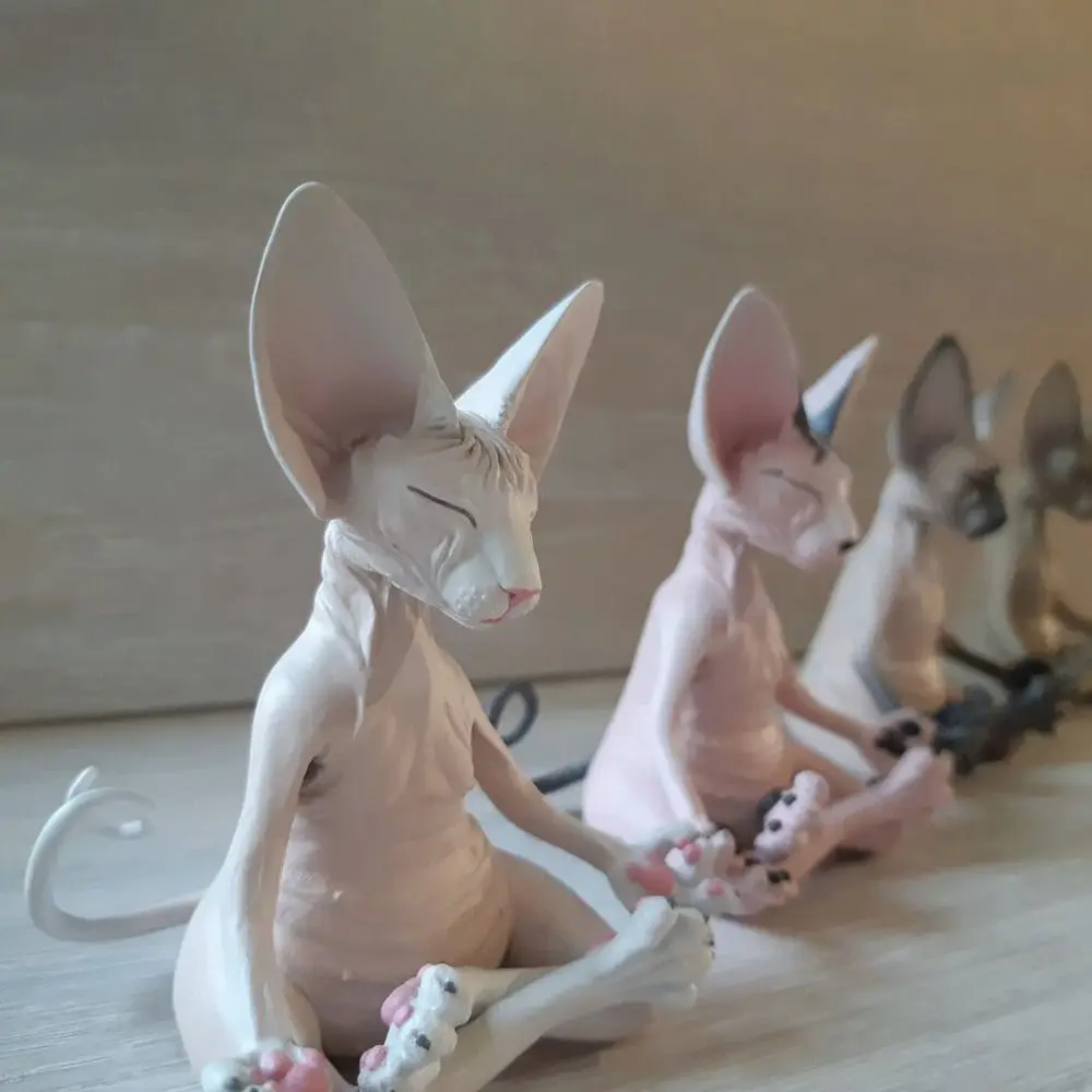

Resin Simulation Hairless Cat Figurine Sphinx Cat Simulation Sphinx Cat Animal Model Figure Mini Crafts