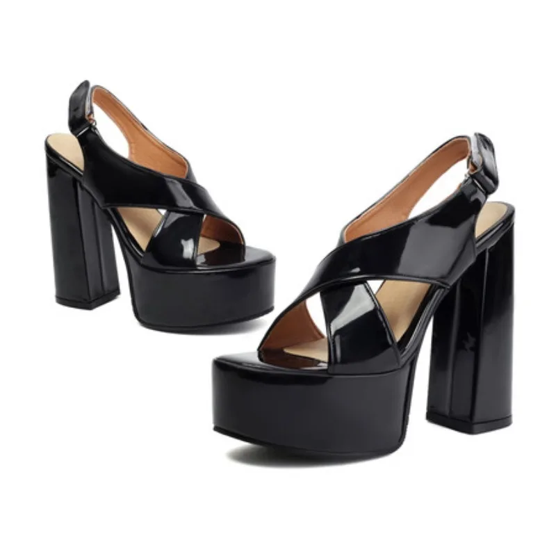 

Fashion sandals with heels Thick Heel Super high heel Platform womens shoes with design Height Increasing simple and elegant