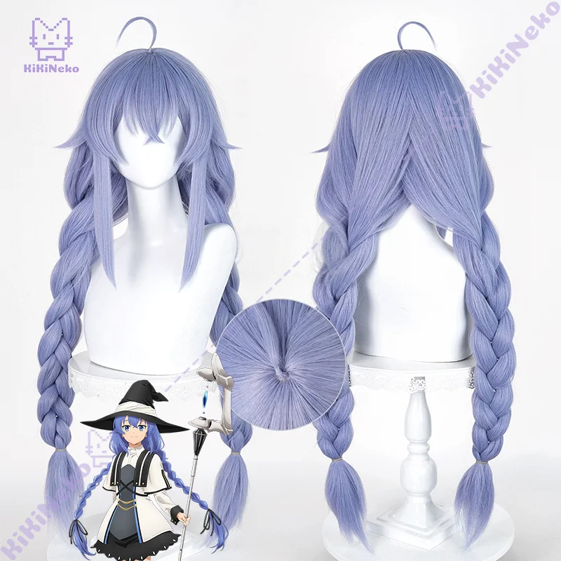 Anime Roxy Migurdia Cosplay Wig Light Blue Twin Braids Scalp Top For Halloween Comicon Party Adult Women Men