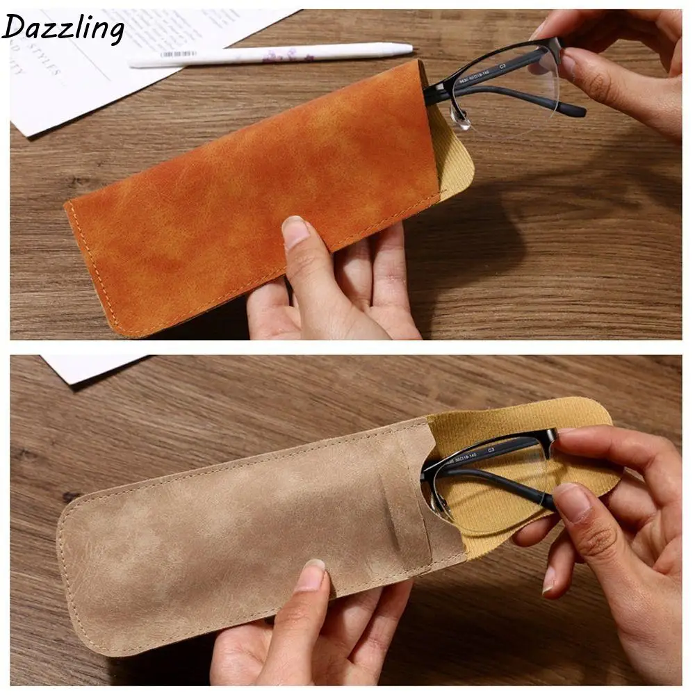 

Small Rectangle PU Leather Glasses Bag Covered Soft Sunglasses Bag Velvet Lining Simple Style Eyeglasses Holder Outdoor