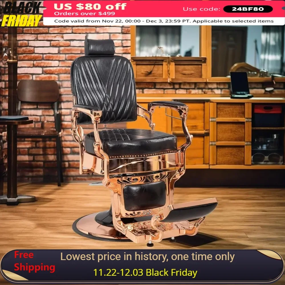 Barber Chair Hydraulic with Headrest, Professional Salon Beauty Spa Shampoo Equipment, Salon Chair