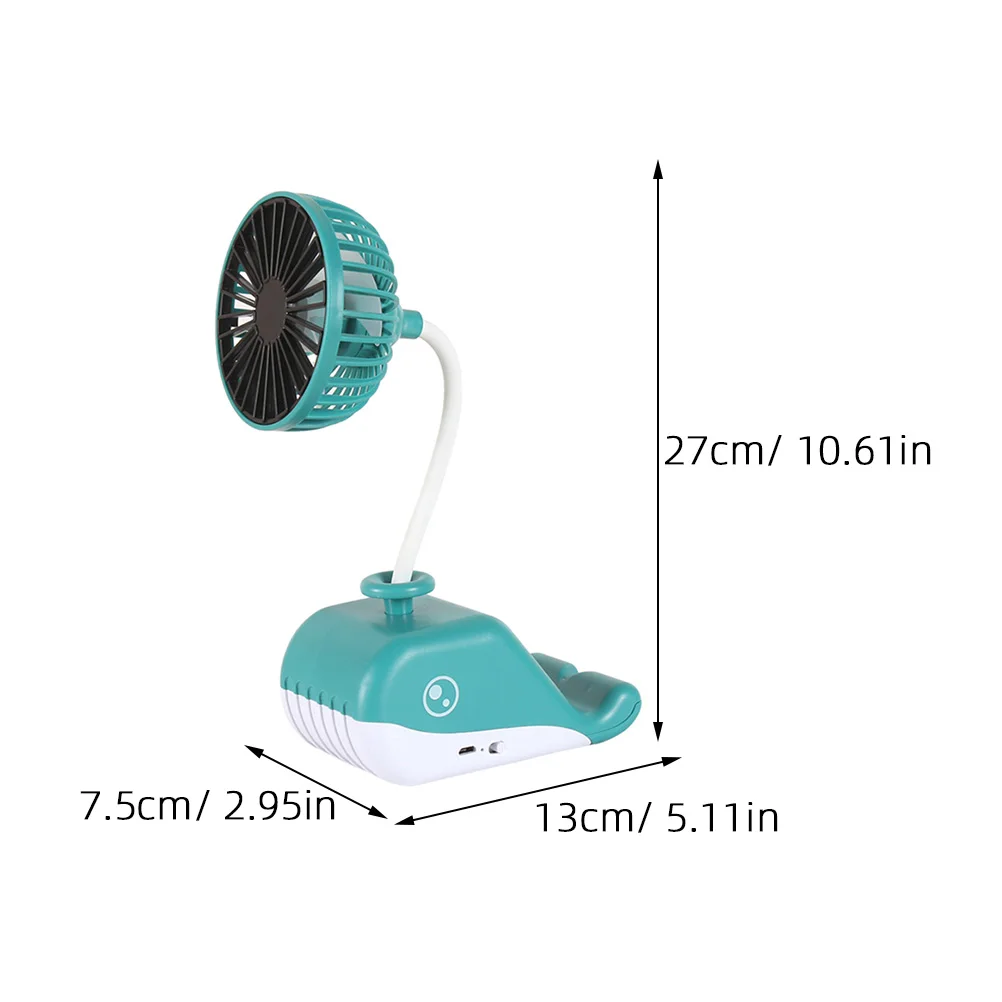 

USB Desk Fan with Mobile Phone Bracket Green Lightweight for Home Office Travel Camping Outdoor Cooling Cellphone Stand Portable