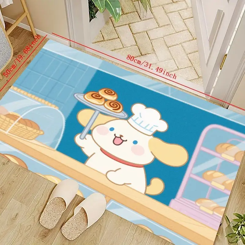

1 шт. Kawaii милый мультяшный коврик для собаки шеф-повара, кухонный коврик в стиле пекарни с помпонами, булочка с корицей, нескользящий впитывающий вход