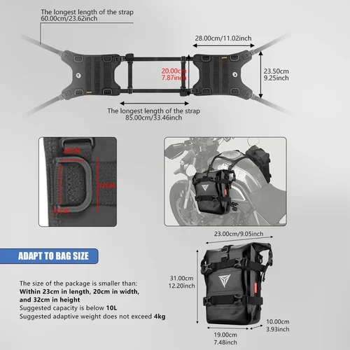 Imagen 2 del producto Bolsa de tanque para motocicleta, sistema de suspensión lateral, Base de bolsa lateral para tanque de Motor, accesorio para motocicleta de viaje al aire libre, marco de parachoques, bolsa de barras de choque
