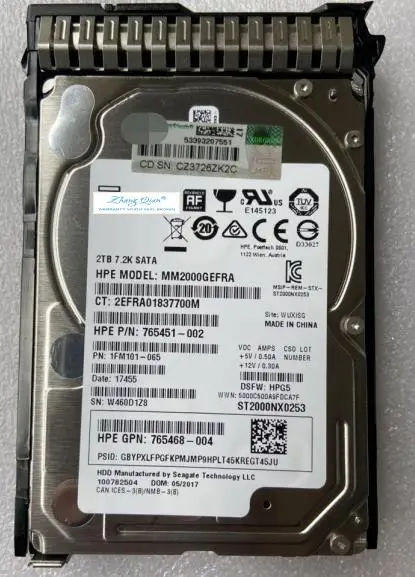 Para 765869-001 2TB 7,2 K SATA 2,5 pulgadas 765455-B21