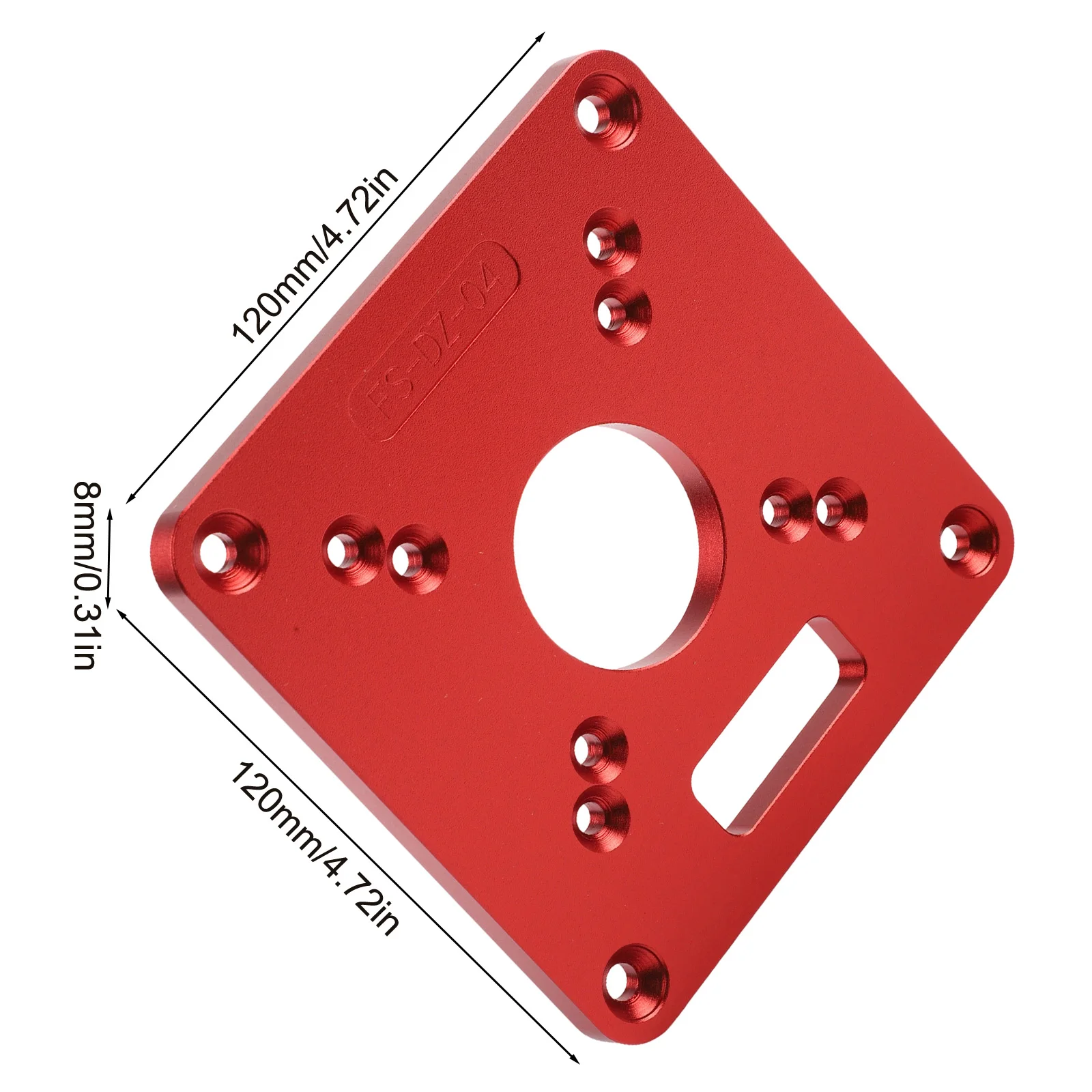 Red Aluminum Alloy Router Table Insert Plate Flip Board 120x120mm For Trimming Machine Drilling RT0700C Woodworking Tool