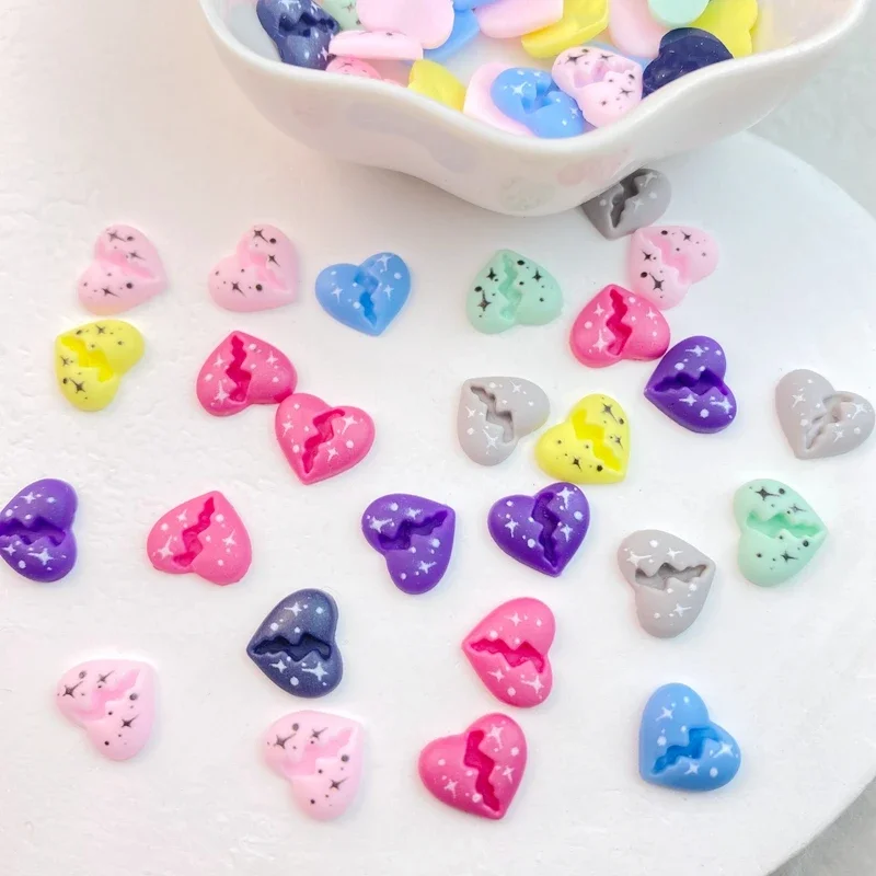 50Pcs New Cute Resin Mini Broken Peach Heart Flatback Free Shipping Jewelry Making Manicure Hairwear Accessorie