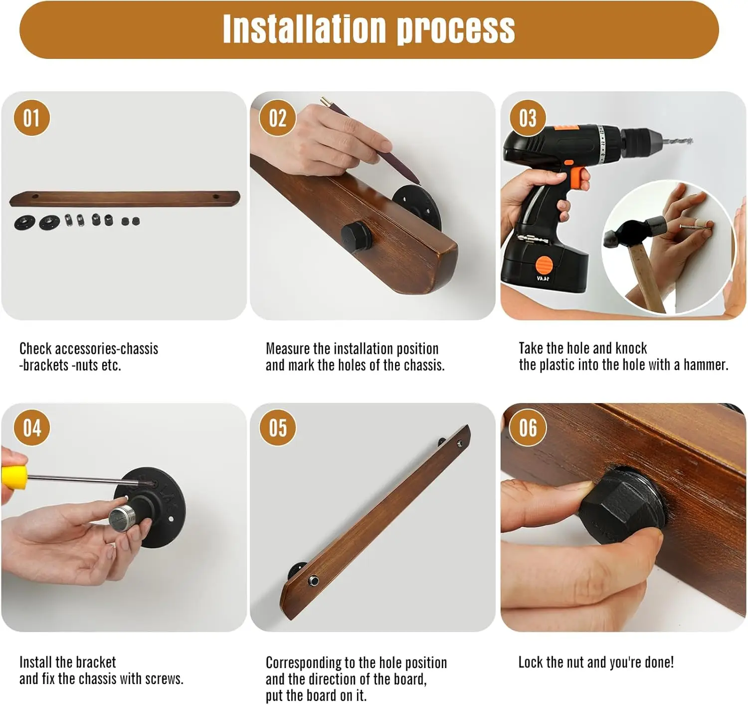 Rustic Indoor Staircase Handrails - Non-Slip, Wall Mount, Retro Style, Support Rod for Home Loft Corridors