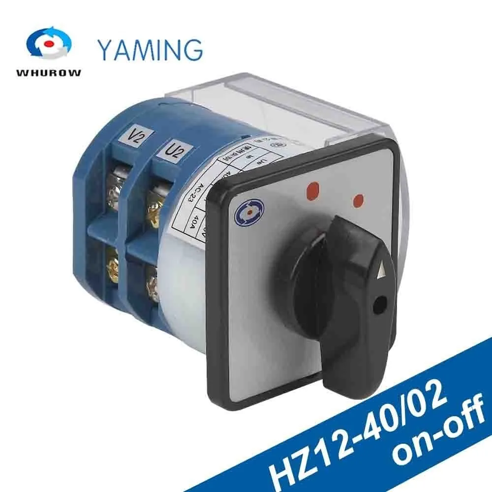 HZ12-40/02 on-off 2 poles 2 positions with protective plastic cover manually transfer power cut off changeover rotary cam switch