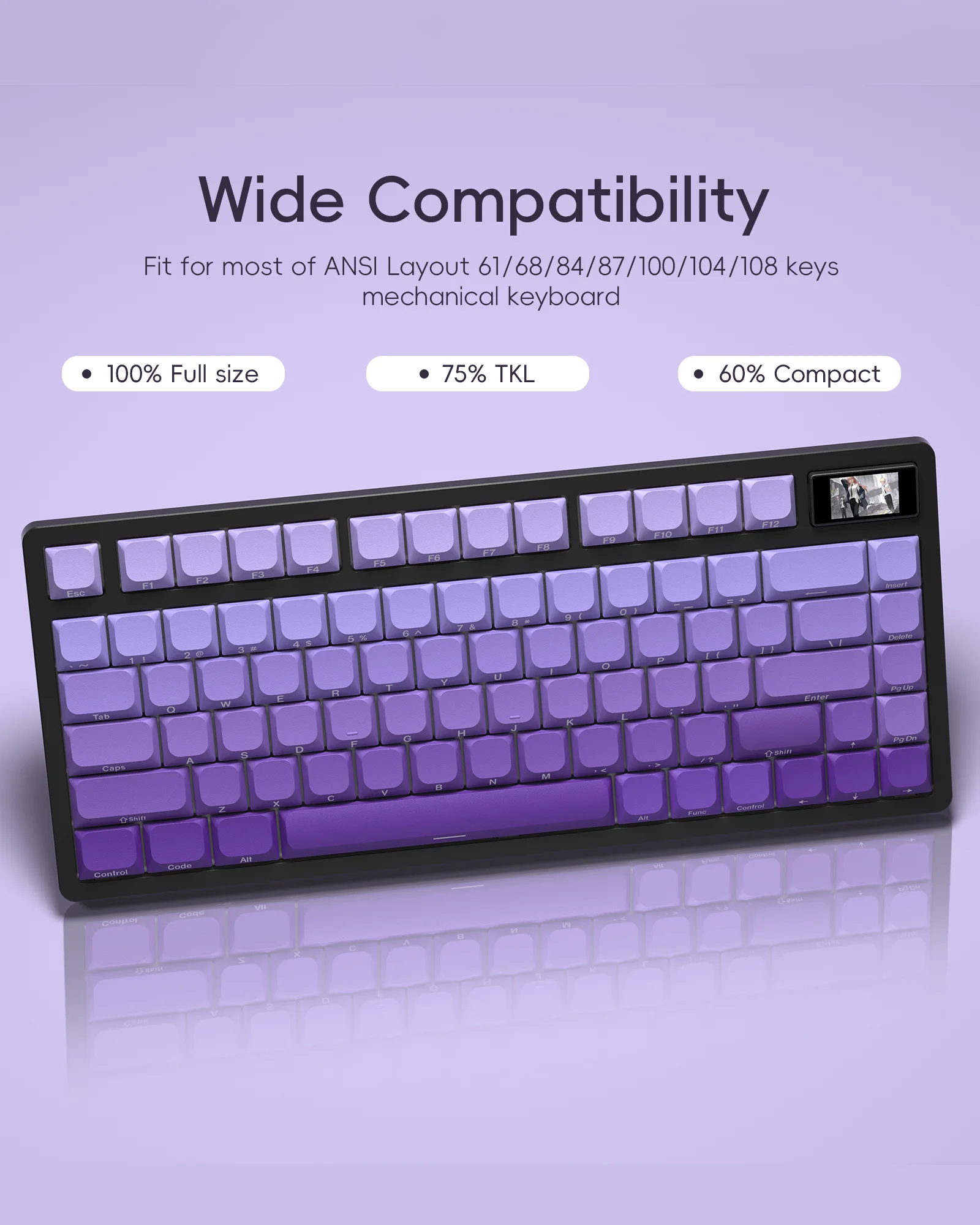 Imagem -04 - Xvx-teclado Mecânico com Perfil Baixo Roxo Pbt com Cópia do Lado do Corante-sub Compatível com 61 64 75 87 87 96 108