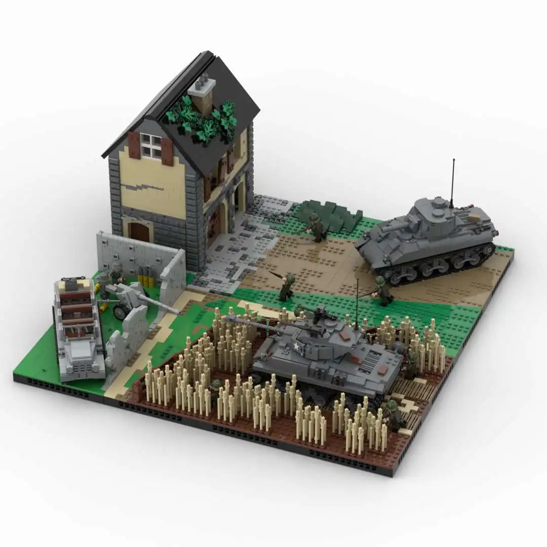 MOC Building Block WWII Military French Farm Encounters  Model Modern Warfare Call of Duty Family Decorations Toy Gift