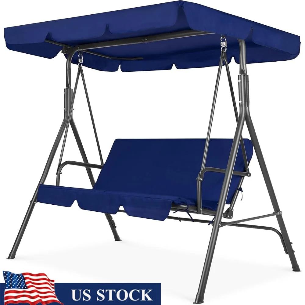 

2-Person Outdoor Patio Swing Chair Glider with Adjustable Canopy Comfortable Garden Bench Backyard Porch Poolside Relaxation