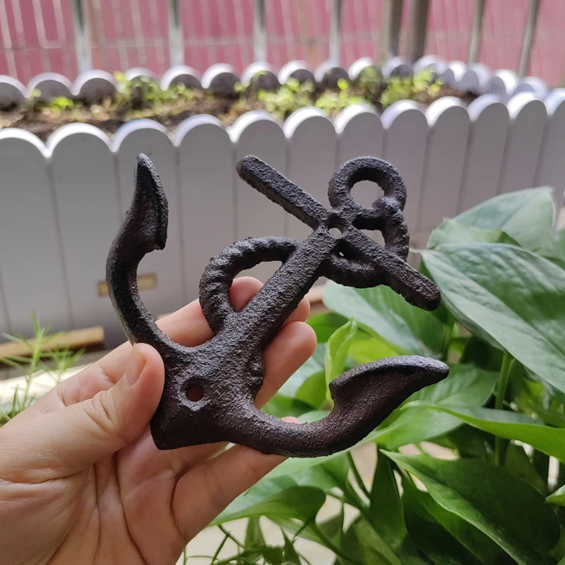 Rusty Brown Vintage Rustic Cast Iron Nautical Anchor Decorative hooks Wall mounted hooks for Coat Hat Clothes Home decor