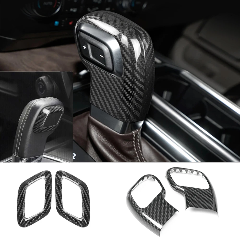 Real Carbon Fiber Gear Shifter Head Decoration Shell Cover for Ford F150 Raptor 2015-2020 Low Version Without Button Shift Head
