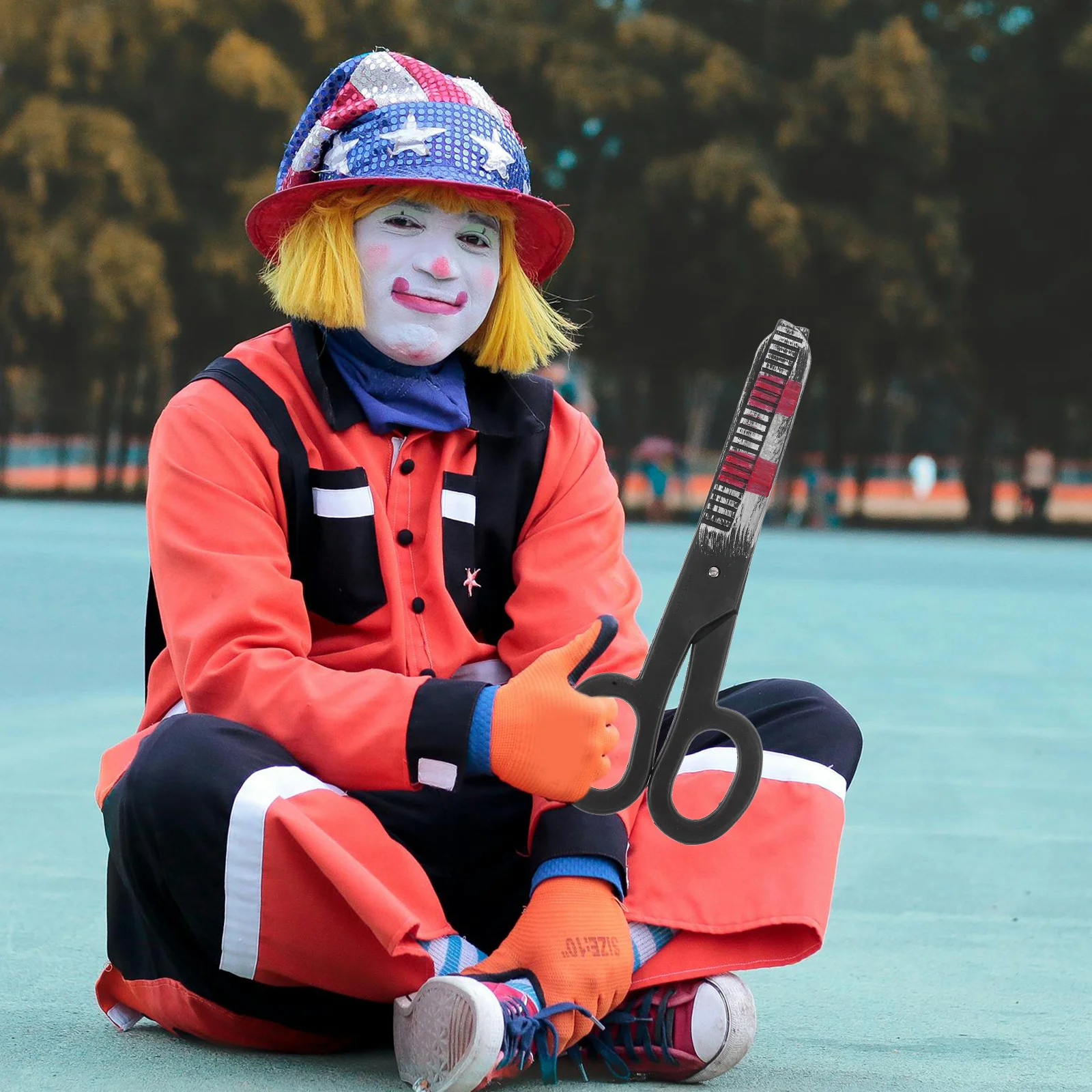 

1pc Clown Scissor Costume Accessory For Stage Performance Party Masquerade Makeup Prop Decorative Dress Up Tool Cosplay Supply