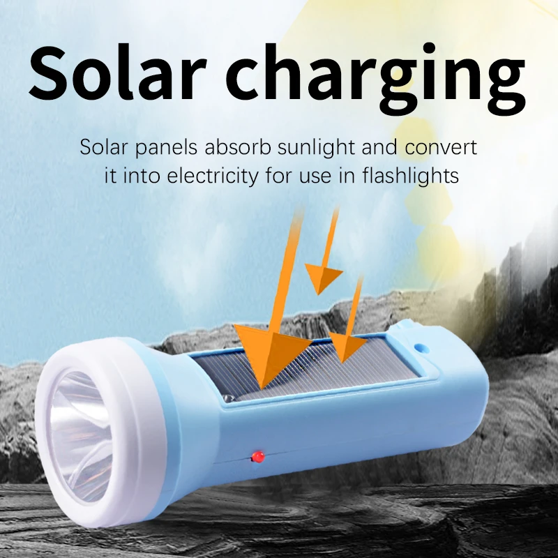 Spotlighting LED Solar Rechargeable Household Flashlight