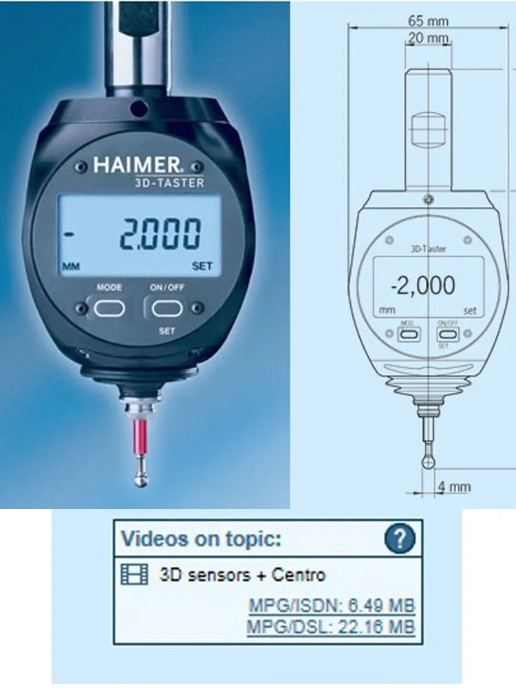 Haimer Haimo 0.001mm High-precision Digital Display 3d Universal Edge Finder 80.460.00 Three-dimensional Precision Measurement