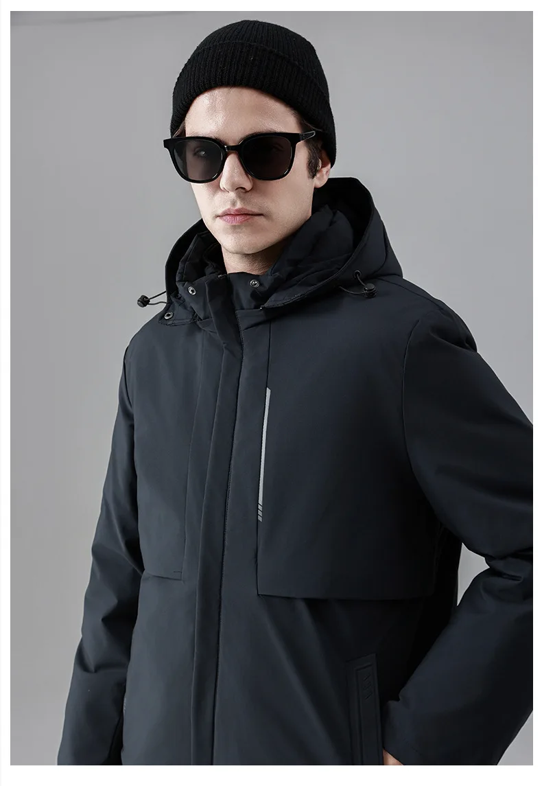 Men's Down Coats and Parkas Mid-length Winter Jackets Padded Puffer Jacket Man Down Jacket Thick Detachable Inner Padding HWY103