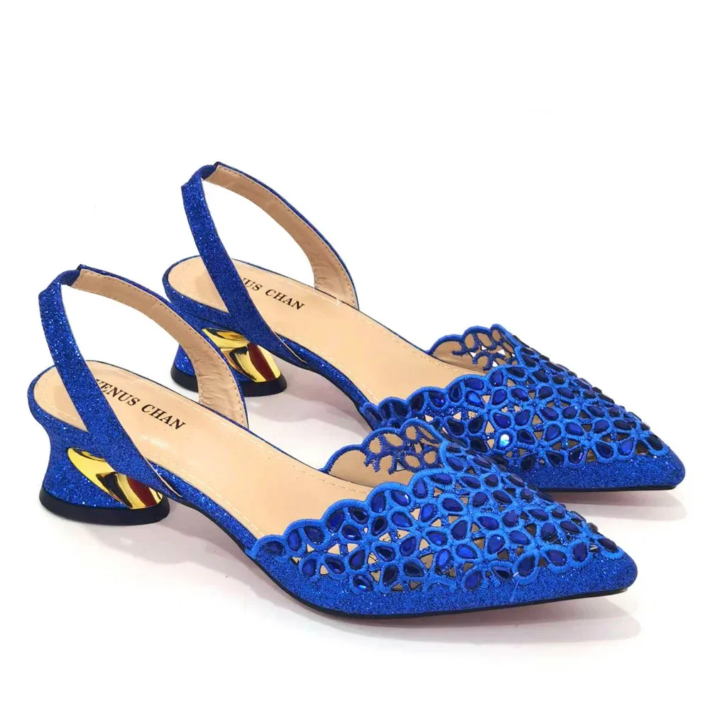 V-Chan 2024 Royal Blue Shoe And Bag With Elegant High Heels Shoes Italian Popular Design African Ladies Shoes Bag Set