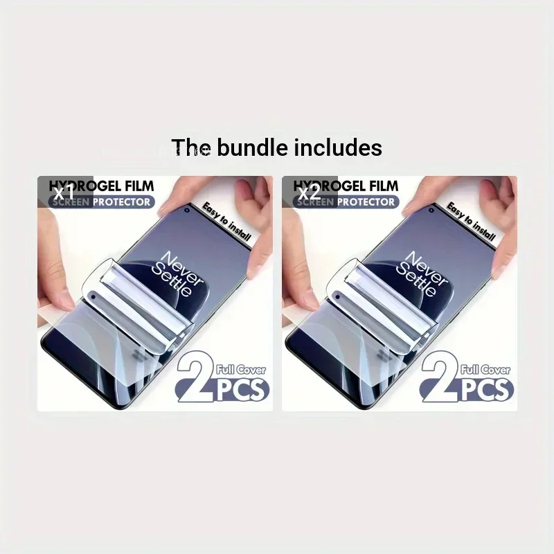 2 Piezas Película de Hidrogel de Cobertura Completa para Oneplus 12 11 11R 10T 10R 10 Pro 9T 9 8 8T 7T 7 Pro Protector de Pantalla Nord 2 Película Protectora HD 4