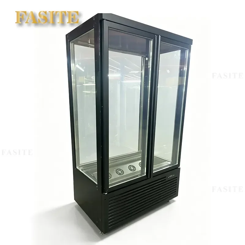 For Flower Shop Commercial Vertical Refrigerator Four Sided Glass Display Cabinet Double Door Bouquet Preservation Case